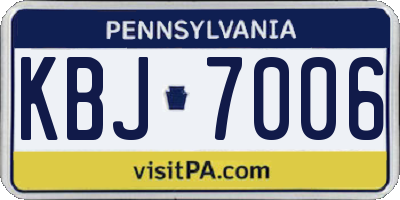 PA license plate KBJ7006