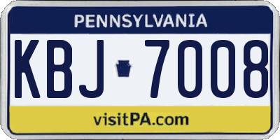 PA license plate KBJ7008