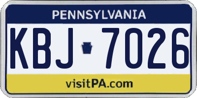 PA license plate KBJ7026