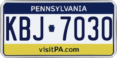 PA license plate KBJ7030