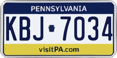 PA license plate KBJ7034