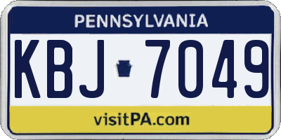 PA license plate KBJ7049