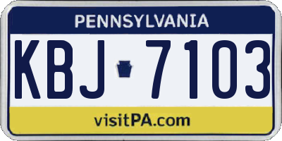 PA license plate KBJ7103