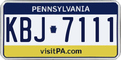 PA license plate KBJ7111