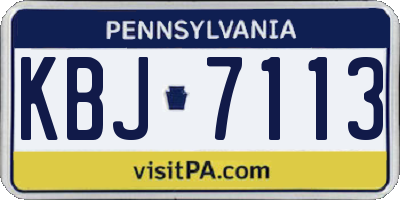 PA license plate KBJ7113