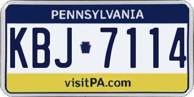 PA license plate KBJ7114