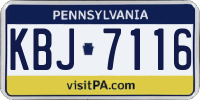 PA license plate KBJ7116