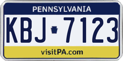 PA license plate KBJ7123