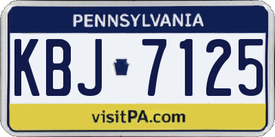 PA license plate KBJ7125