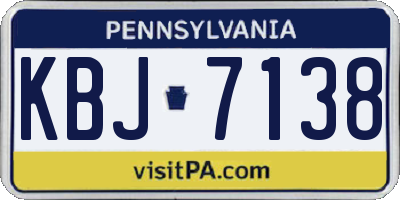PA license plate KBJ7138