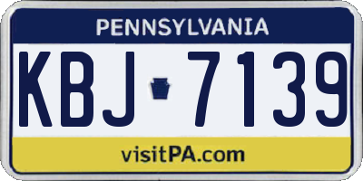 PA license plate KBJ7139