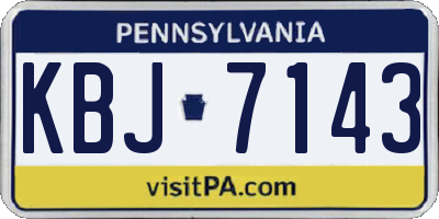PA license plate KBJ7143