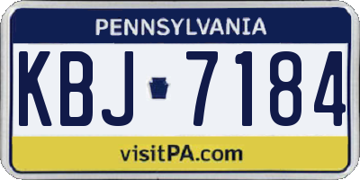 PA license plate KBJ7184