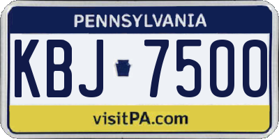 PA license plate KBJ7500