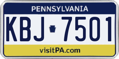 PA license plate KBJ7501