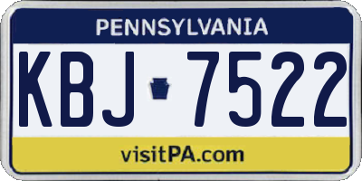 PA license plate KBJ7522