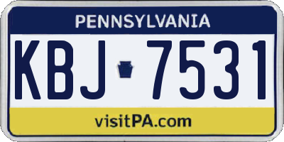 PA license plate KBJ7531