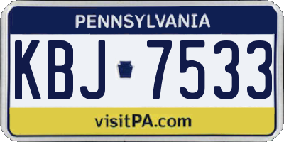 PA license plate KBJ7533
