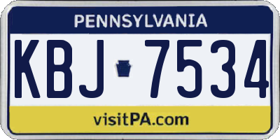 PA license plate KBJ7534