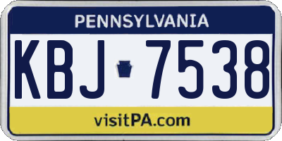 PA license plate KBJ7538
