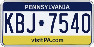PA license plate KBJ7540