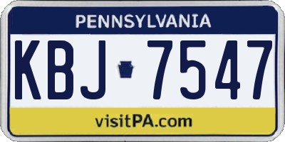 PA license plate KBJ7547