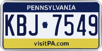 PA license plate KBJ7549