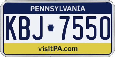 PA license plate KBJ7550