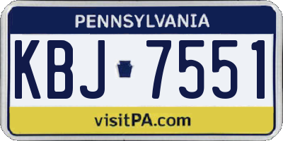 PA license plate KBJ7551