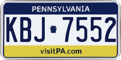 PA license plate KBJ7552