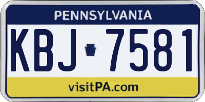 PA license plate KBJ7581