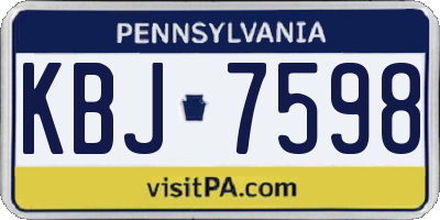 PA license plate KBJ7598