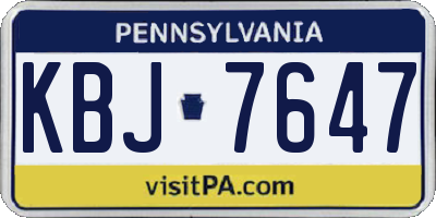 PA license plate KBJ7647