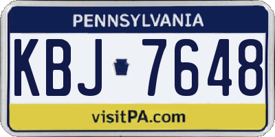 PA license plate KBJ7648