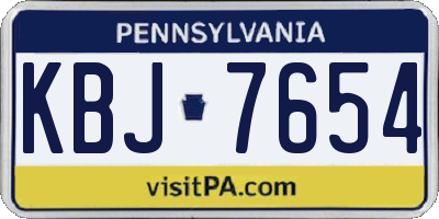 PA license plate KBJ7654