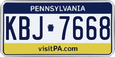 PA license plate KBJ7668