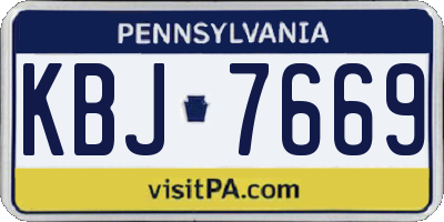 PA license plate KBJ7669