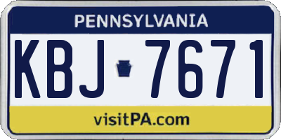 PA license plate KBJ7671