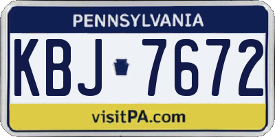 PA license plate KBJ7672
