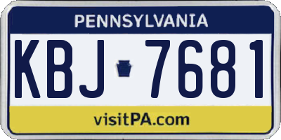 PA license plate KBJ7681