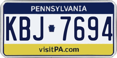 PA license plate KBJ7694