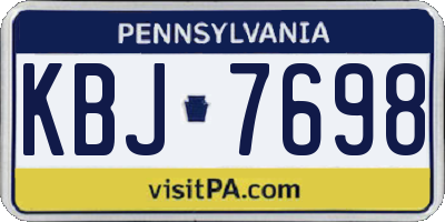 PA license plate KBJ7698