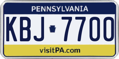 PA license plate KBJ7700