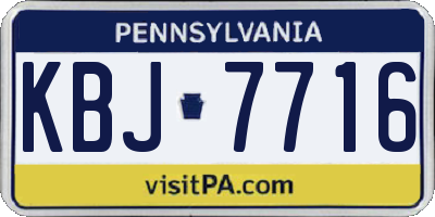 PA license plate KBJ7716