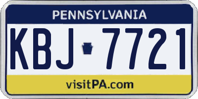 PA license plate KBJ7721