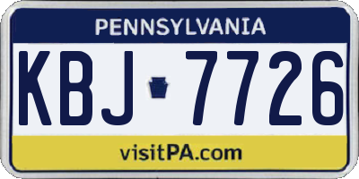 PA license plate KBJ7726
