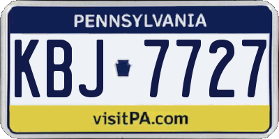 PA license plate KBJ7727