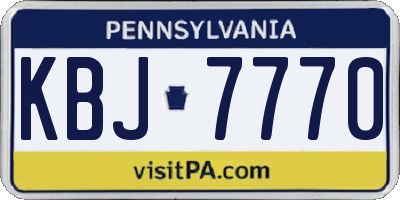 PA license plate KBJ7770