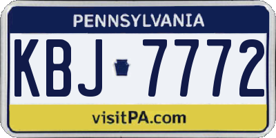 PA license plate KBJ7772