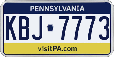 PA license plate KBJ7773